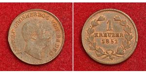 1 Kreuzer Gran Ducado de Baden (1806-1918) Cobre Leopoldo I de Baden(1790 – 1852)
