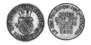 1 Kreuzer Gran Ducado de Baden (1806-1918) Cobre Federico I de Baden (1826 - 1907)