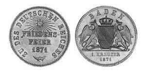 1 Kreuzer Grand Duchy of Baden (1806-1918) Copper Frederick I, Grand Duke of Baden (1826 - 1907)