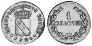 1 Kreuzer Grand-duché de Bade (1806-1918) Cuivre 