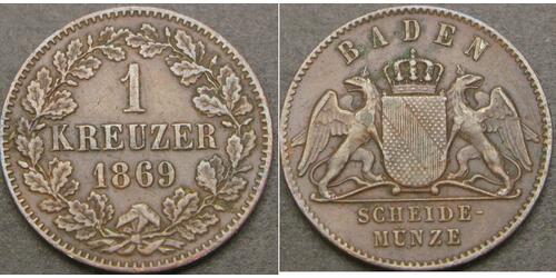 1 Kreuzer Grand-duché de Bade (1806-1918) Cuivre Frédéric Ier de Bade (1826-1907) (1826 - 1907)