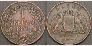 1 Kreuzer Grand Duchy of Baden (1806-1918) Kupfer Friedrich I. (Baden, Großherzog) (1826 - 1907)