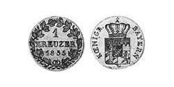 1 Kreuzer Reino de Baviera (1806 - 1918) Plata Luis I de Baviera(1786 – 1868)