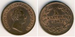 1 Kreuzer Grand Duchy of Baden (1806-1918) Rame Leopoldo di Baden(1790 – 1852)