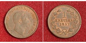 1 Kreuzer Grand Duchy of Baden (1806-1918) Rame Leopoldo di Baden(1790 – 1852)