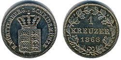 1 Kreuzer Königreich Württemberg (1806-1918) Silber 