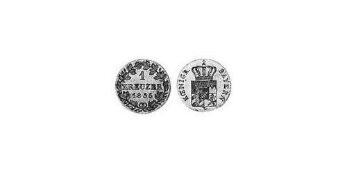 1 Kreuzer Kingdom of Bavaria (1806 - 1918) Silver Ludwig I of Bavaria (1786 – 1868)