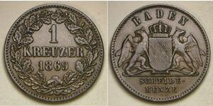 1 Kreuzer 巴登大公國 (1806 - 1918) 銅 弗里德里希一世 (巴登)