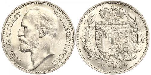 1 Krone Liechtenstein Argent Johann II, Prince of Liechtenstein (1840-1929)