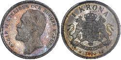 1 Krone Suède Argent Oscar II de Suède (1829-1907)