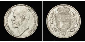 1 Krone Liechtenstein Argento Johann II, Prince of Liechtenstein (1840-1929)