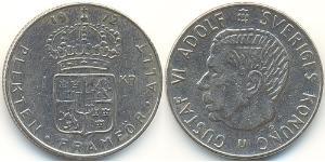 1 Krone Svezia Argento Gustavo VI Adolfo di Svezia (1882 - 1973)