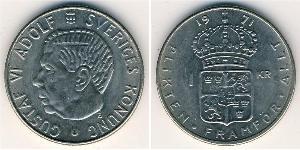 1 Krone Svezia Argento Gustavo VI Adolfo di Svezia (1882 - 1973)