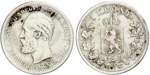 1 Krone United Kingdoms of Sweden and Norway (1814-1905) Argento Oscar II di Svezia (1829-1907)
