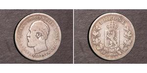 1 Krone United Kingdoms of Sweden and Norway (1814-1905) Argento Oscar II di Svezia (1829-1907)