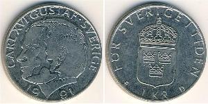 1 Krone Suède Cuivre/Nickel Charles XVI Gustave