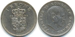 1 Krone Dänemark Kupfer/Nickel Friedrich IX. (Dänemark) (1899 - 1972)