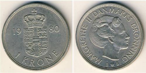 1 Krone Dänemark Kupfer/Nickel Margrethe II. (Dänemark) (1940-)