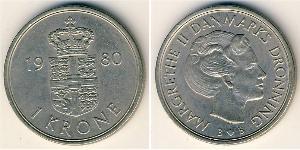 1 Krone Dinamarca Níquel/Cobre Margarita II de Dinamarca (1940-)