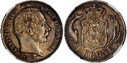 1 Krone Dinamarca Plata Christian IX de Dinamarca (1818-1906)
