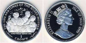 1 Krone Isla de Man Plata Isabel II (1926-2022)