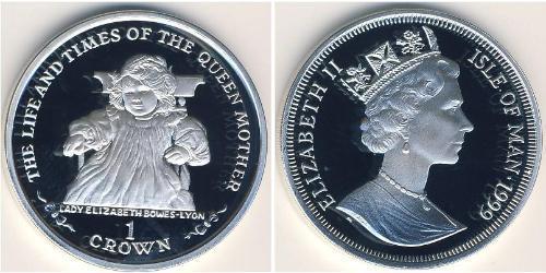 1 Krone Isla de Man Plata Isabel II (1926-2022)