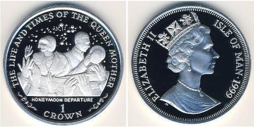 1 Krone Isla de Man Plata Isabel II (1926-2022)