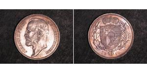 1 Krone Liechtenstein (1719 - ) Plata Johann II, Prince of Liechtenstein (1840-1929)