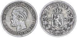 1 Krone United Kingdoms of Sweden and Norway (1814-1905) Plata Óscar II de Suecia (1829-1907)