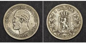1 Krone United Kingdoms of Sweden and Norway (1814-1905) Plata Óscar II de Suecia (1829-1907)