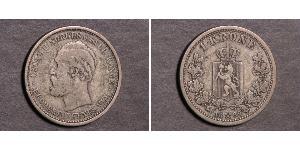 1 Krone United Kingdoms of Sweden and Norway (1814-1905) Plata Óscar II de Suecia (1829-1907)