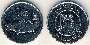 1 Krone Islanda (1944 - ) Rame/Nichel 