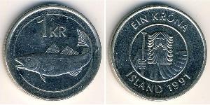1 Krone Islanda (1944 - ) Rame/Nichel 