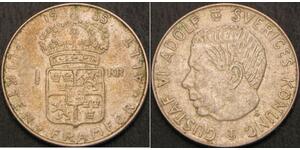 1 Krone Schweden Silber Gustav VI. Adolf (Schweden) (1882 - 1973)