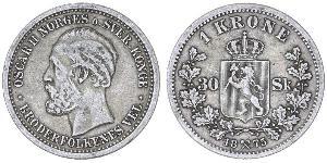 1 Krone United Kingdoms of Sweden and Norway (1814-1905) Silber Oskar II. (Schweden) (1829-1907)