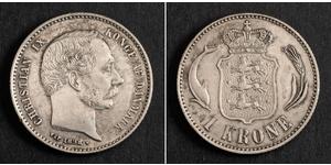 1 Krone Denmark Silver Christian IX of Denmark (1818-1906)
