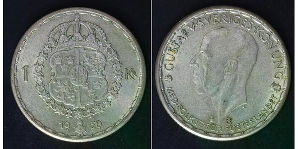 1 Krone Sweden Silver Gustaf V of Sweden (1858 - 1950)