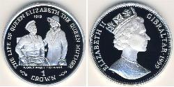 1 Krone Gibraltar (1704 - ) 銀 伊丽莎白二世 (1926-2022)