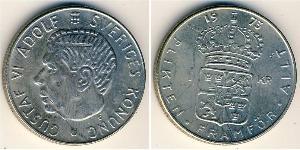 1 Krone 瑞典 銀 古斯塔夫六世·阿道夫 (1882 - 1973)