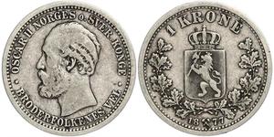 1 Krone 瑞典－挪威联盟 (1814 - 1905) 銀 奧斯卡二世 (1829-1907)