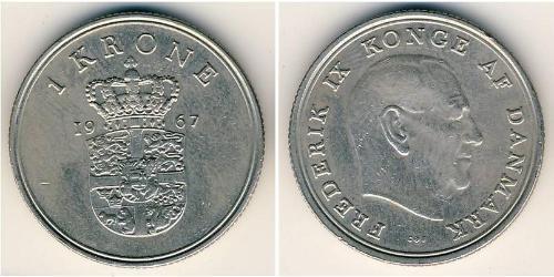 1 Krone 丹麦 銅/镍 弗雷德里克九世 (1899 - 1972)