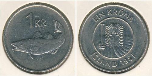 1 Krone 冰岛 (1944 - ) 銅/镍 