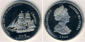 1 Krone 特里斯坦-达库尼亚 銅/镍 伊丽莎白二世 (1926-2022)