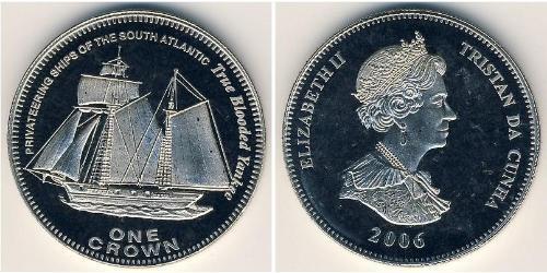1 Krone 特里斯坦-达库尼亚 銅/镍 伊丽莎白二世 (1926-2022)