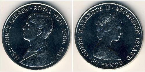 1 Krone 阿森松岛 銅/镍 伊丽莎白二世 (1926-2022)