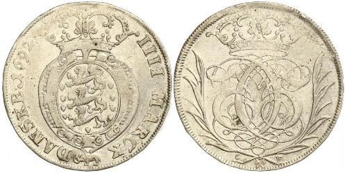 1 Krone / 4 Mark Dinamarca Plata 