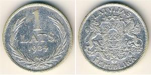 1 Lats Letonia Plata 