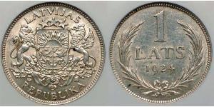 1 Lats Letonia Plata 