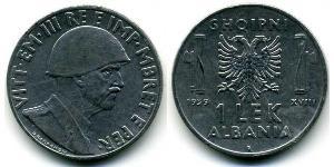 1 Lek Albanian Kingdom (1939-1943) Acero Víctor Manuel III de Italia (1869 - 1947)