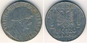 1 Lek Albanian Kingdom (1939-1943) Acero inoxidable Víctor Manuel III de Italia (1869 - 1947)